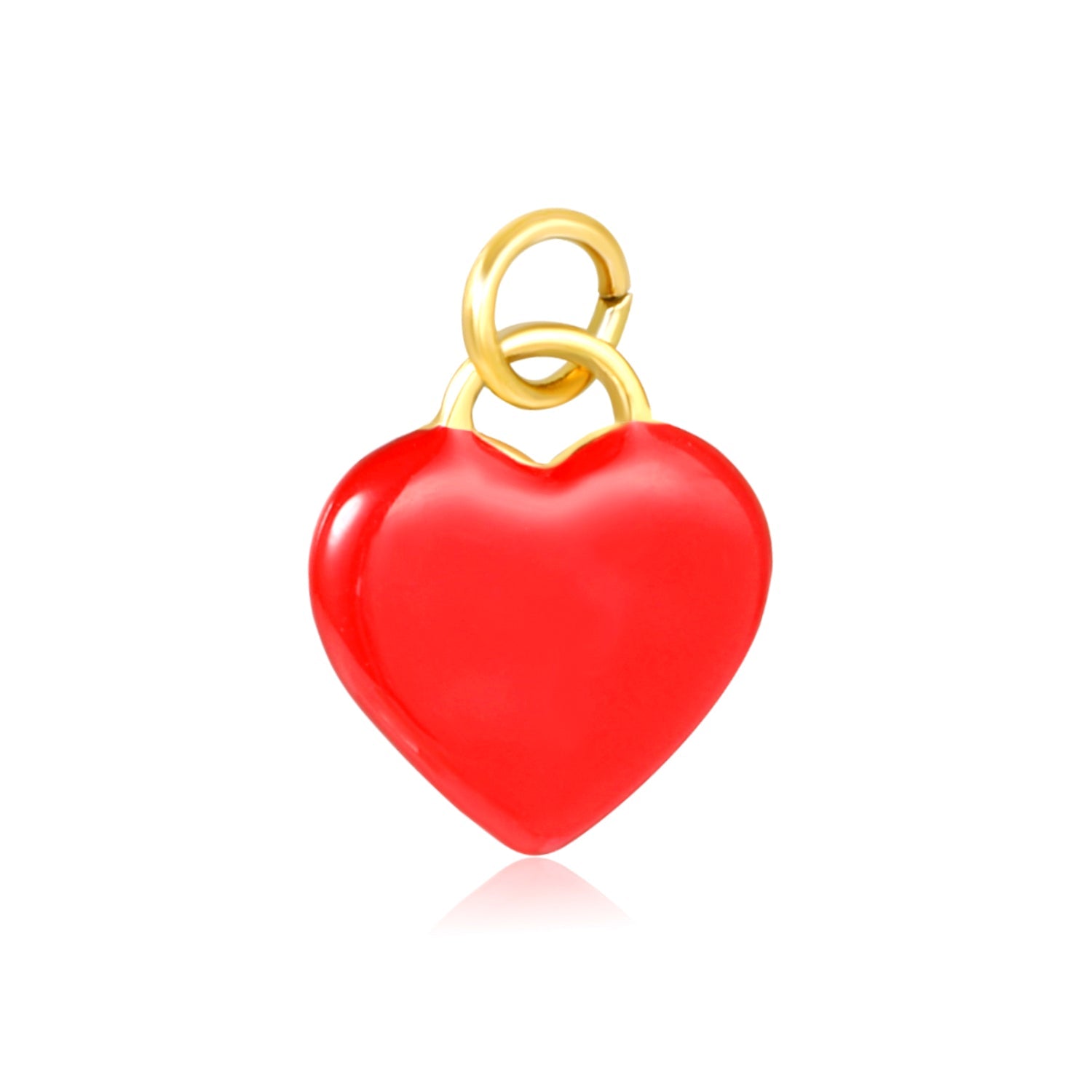 Smooth/Dripping Oil Red Heart 14*16mm Clasp 1*6 Open Ring Accessories Gold(No Necklace) asonjewelry